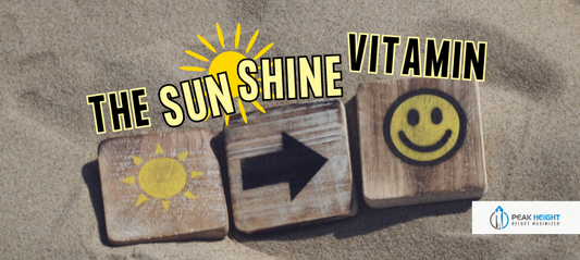 wood blocks on sand with caption the sunshine vitamin